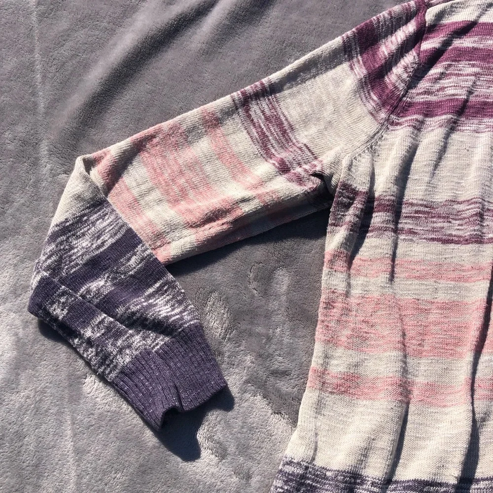 Torrid Cardigan Sweater Womens Size 2 2X Striped Gray Purple Long Sleeve